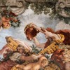 Triumph of Divine Providence, the allegory of Rome puts on the papal tiara, Religion holds St. Peter’s keys, Pietro da Cortona, Palazzo Barberini