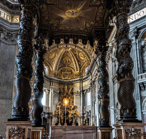 Fundacja papieża Urbana VIII - baldachim i ołtarz w absydzie bazyliki San Pietro in Vaticano