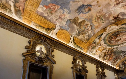 Galleria Serliana, frescoes by Pietro da Cortona and busts of Roman emperors, Palazzo Pamphilj