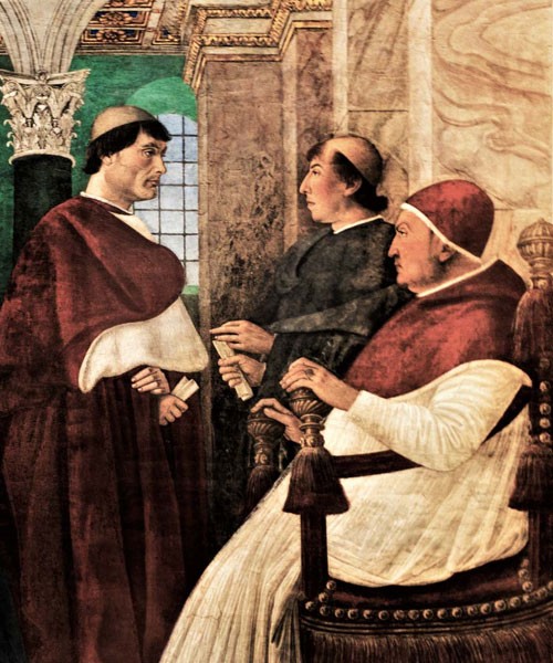 Cardinal Giuliano della Rovere (on the left), fragment of a fresco by Melozzo da Forli, Pinacoteca Vaticana