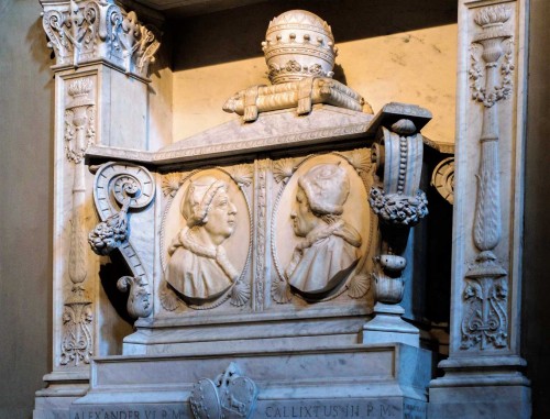 Funerary monument of Pope Callixtus III and Alexander VI from the Borgia family, Church of Santa Maria in  Monserrato