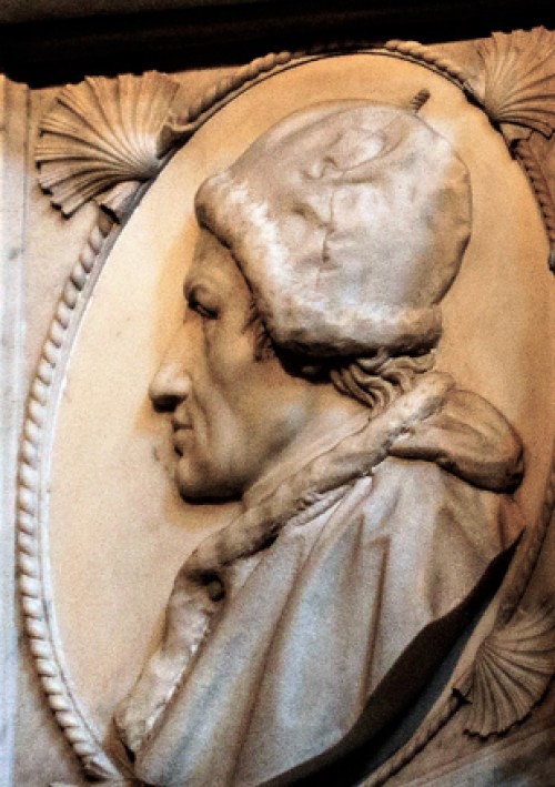 Portrait of Pope Callixtus III, tombstone of the pope in the Church of Santa Maria in Monserrato, fragment