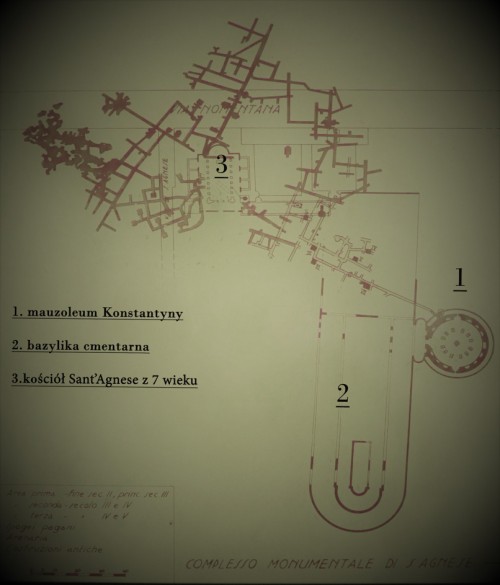 Szkic katakumb w tzw. Caementerium Agnesis przy via Nomentana