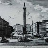 Kolumna Marka Aureliusza na Piazza Colonna, po prawej Palazzo Chigi, rycina - Giuseppe Vasi, II poł. XVII w.