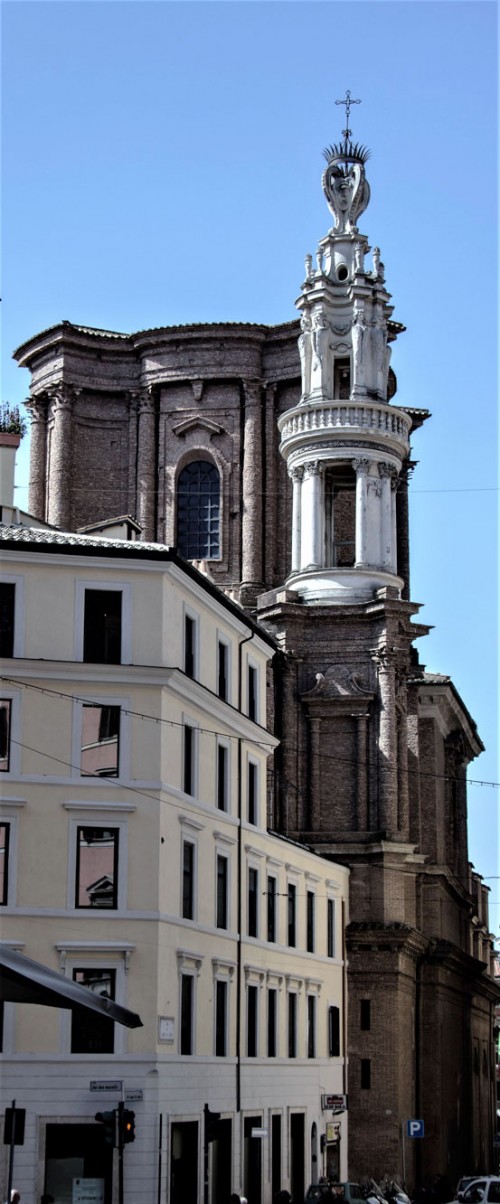 Basilica of Sant'Andrea delle Fratte, view of the church bell tower and tower – design by Francesco Borromini