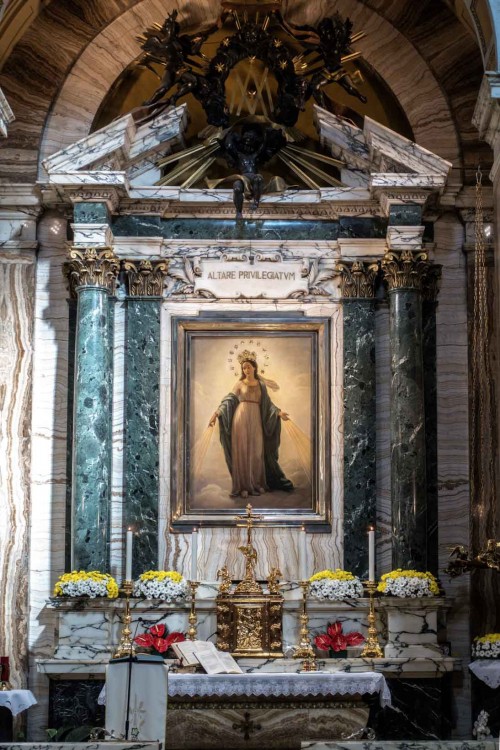 Basilica of Sant'Andrea delle Fratte, view of the altar with the painting of the Miraculous Virgin Mary