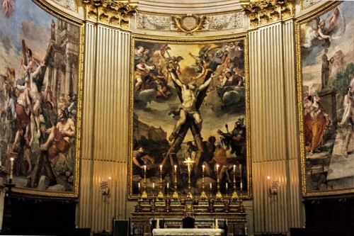 Basilica of Sant' Andrea della Valle, Mattia Preti – The  Martyrdom of St. Andrew – frescoes in the apse