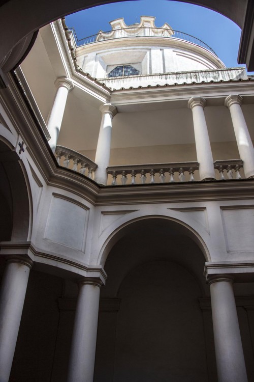 Church of San Carlo alle Quattro Fontane, view of the colonnade of the monastery courtyard