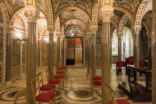 Basilica of Santa Cecilia, ancient balneum – the site of the legendary suffering of St. Cecilia, church catacombs, XX century