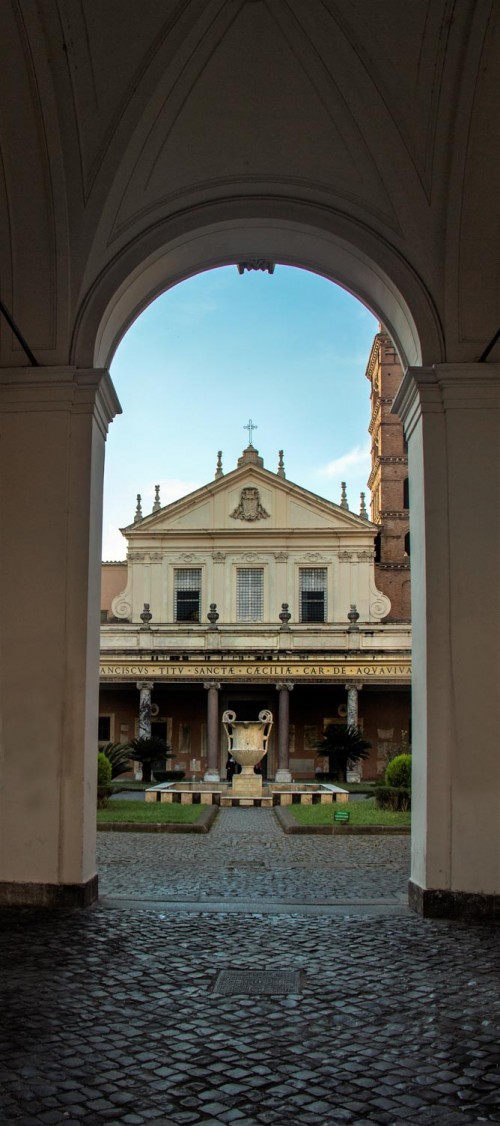 Basilica Santa Cecilia, gate leading to the church atrium