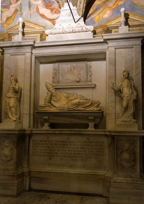 Basilica of Santa Cecilia, funerary monument of bishop Magalotti attributed to Giacomo della Porta