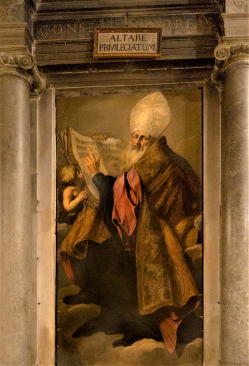 Basilica of Santa Cecilia, St. Benedict, Giuseppe Ghezzi, church side altar