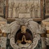 Basilica of Santa Cecilia, image of cardinal Sfondrati, fragment of the tombstone in the church vestibule