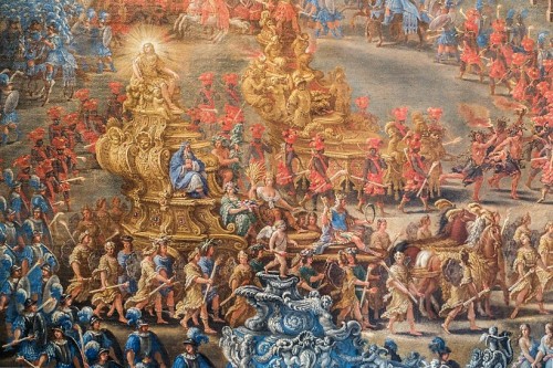 Parade at Palazzo Barberini for the occasion of the arrival of the Queen of Sweden Christina in Rome, fragment, F. Gagliari, F. Lauri, 1659, Museo di Roma, Palazzo Barberini