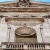 Church of San Giacomo in Augusta, fragment of the façade with a scallop shell of St. James