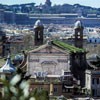 Church of San Giacomo in Augusta, view of the façade and the two bell towers flanking the building