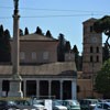 Basilica of San Lorenzo fuori le mura, column with the statue of St. Lawrence