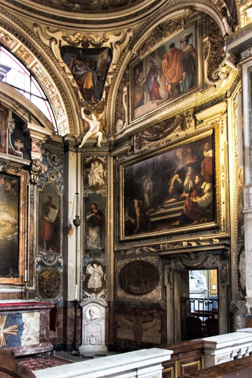 Church of San Lorenzo in Lucina, Chapel of St. Francis and St. Hyacintha Marescotti, on the right – Discarding the Robes in front of St. Francis, Simon Vouet