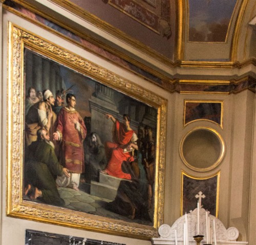 Basilica of San Lorenzo in Lucina, Chapel of St. Lawrence, Lawrence with the Poor in front of Emperor Valerian, Giuseppe Creti