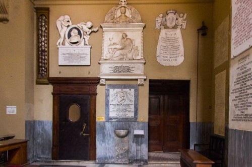 Basilica of San Lorenzo in Lucina, tombstones in the right transept of the church