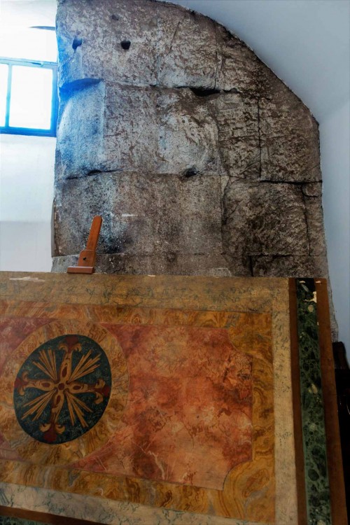 Church of San Lorenzo in Miranda, fragment of the wall of the Temple of Antoninus Pius and Faustina in the underground of the church