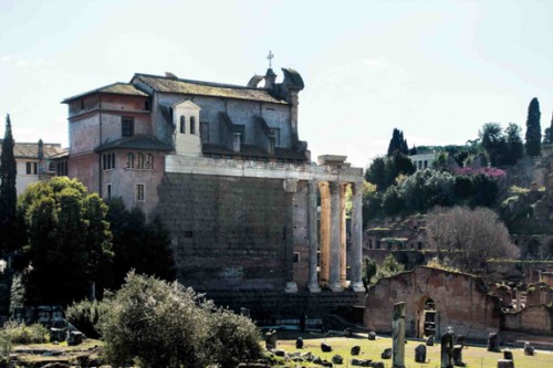 Church of San Lorenzo in Miranda seen from via dei Fori Imperiali