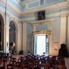 Church of San Lorenzo in Miranda, door with a view of the Forum Romanum, above the door portrait of Pope Martin V