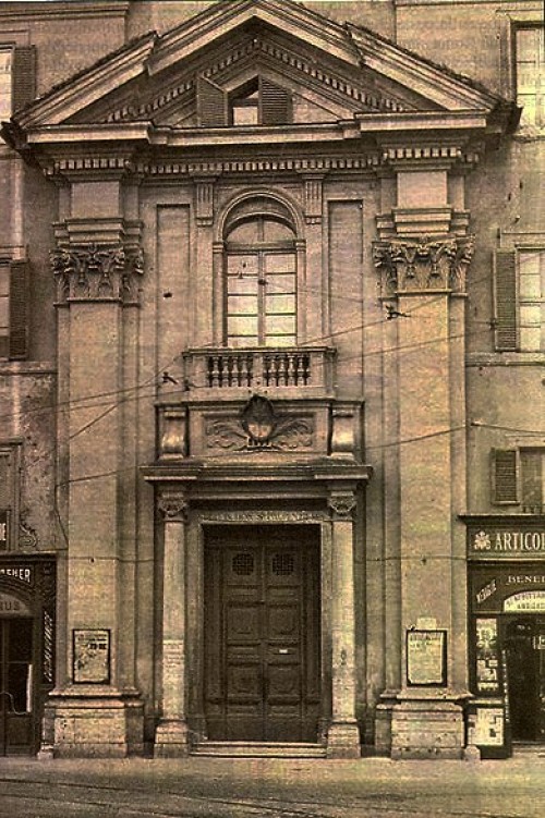 San Lorenzo in Piscibus,  fasada dawnego kościoła od strony Piazza Rusticucci, zdj. Wikipedia, autor Christianpppp