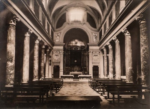 Interior of the Baroque Church of San Lorenzo in Piscibus prior to re-Romanization in the 50’s of the XX century,  Photograph, Museo di Roma