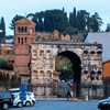 Arch of Janus, Church of San Giorgio in Velabro in the background