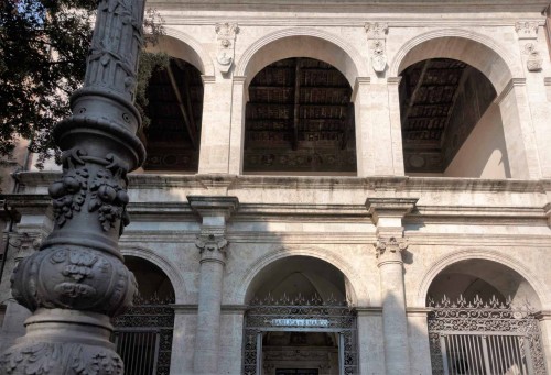 Basilica of San Marco, Renaissance loggia of the church with the coat of arms of the Barbo family and an image of St. Mark