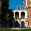 Basilica of San Marco, Renaissance loggia adjacent to the Palazzo Venezia, in the background campanile from the XII century