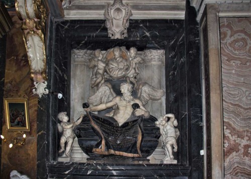 Church of Santissimi Nomi di Gesù e Maria, funerary monument of Giulio del Corno, Ercole Ferrata