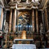 Church of Santissimi Nomi di Gesù e Maria, main altar, Coronation of the Virgin Mary, Giacinto Brandi