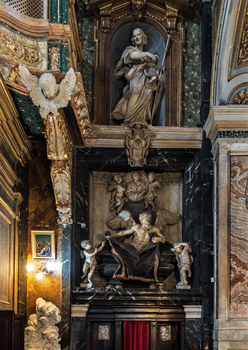 Church of Santissimi Nomi di Gesù e Maria, funerary monument of Giulio del Corno, Ercole Ferrata