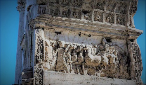 Triumphant arch of Emperor Titus, Forum Romanum, scene depicting the entry of Titus into Rome