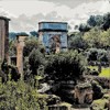 Triumphant arch of Emperor Titus seen from the level of the present-day Church of San Lorenzo in Miranda, Forum Romanum