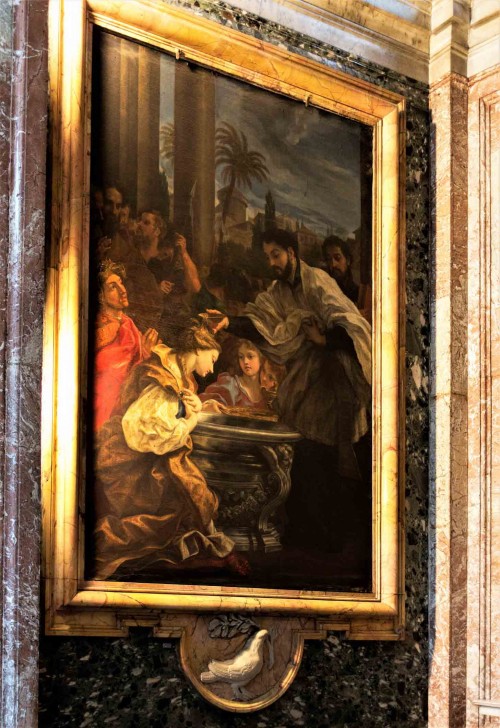 Baciccio, Baptism of a Pagan Queen, painting in the side chapel of the Church of Sant’Andrea al Quirinale