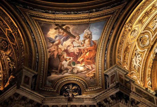 Baciccio, painting of allegories (Fortitude and Charity) in one of the pendentives in the Church of Sant'Agnese in Agone