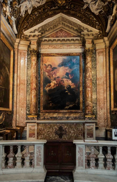 Baciccio, The Death of Francis Xavier, painting in the side chapel of the Church of Sant’Andrea al Quirinale