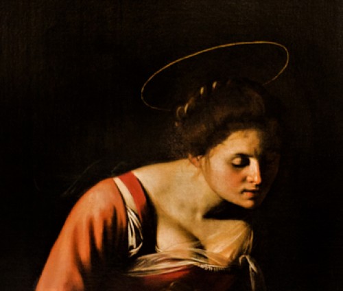 Caravaggio, Madonna z Jezusem i św. Anną (Madonna dei Palafrenieri), fragment - Matka Boska, Galleria Borghese