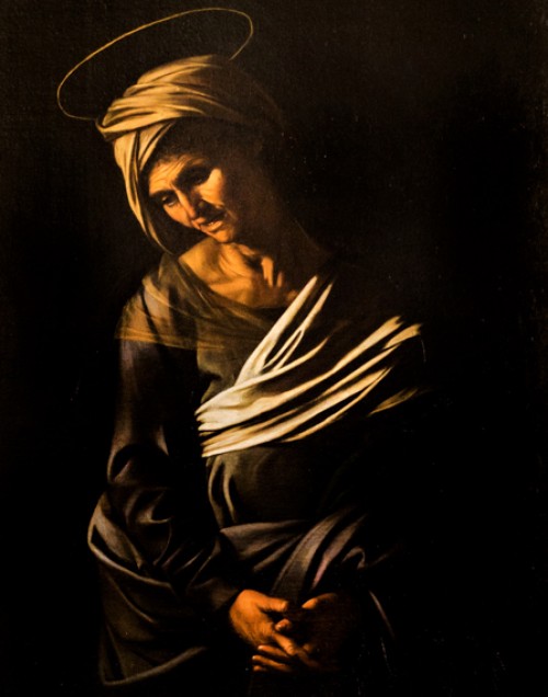 Caravaggio, Madonna and Child with St. Anne (Madonna dei Palafrenieri), fragment – St. Anne, Galleria Borghese