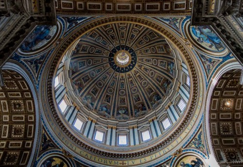 Michelangelo, interior of the dome of the Basilica of San Pietro in Vaticano, completed by Giacomo della Porta