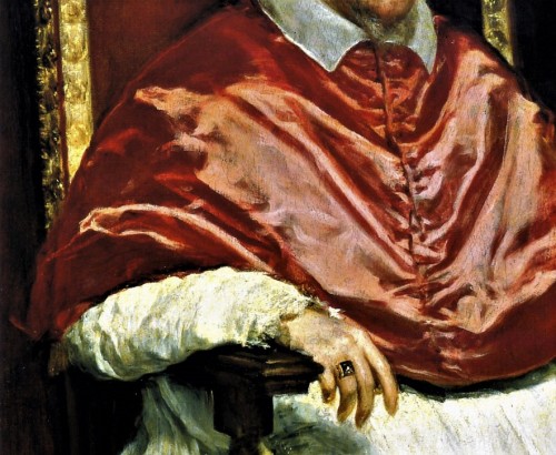 Portrait of Pope Innocent X, fragment, Diego Velázquez, Galleria Doria Pamphilj, pic. Wikipedia