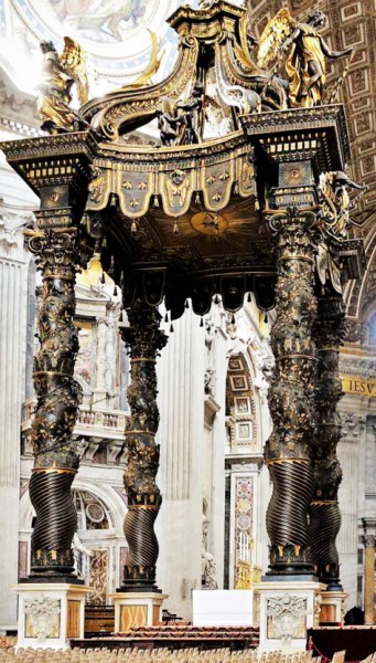 Baldachin over the tomb of St. Peter, foundation of Pope Urban VIII, Basilica of San Pietro in Vaticano, Gian Lorenzo Bernini