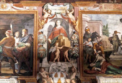 Barberini coat of arms, painting decoration of the Church of Santa Bibiana, foundation of Pope Urban VIII