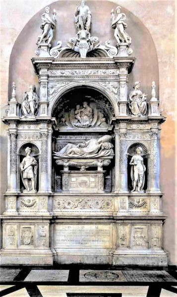 Basilica of Santa Maria del Popolo, church apse (behind the current altar), tombstone of Cardinal Girolamo Basso della Rovere, Andrea Sansovino