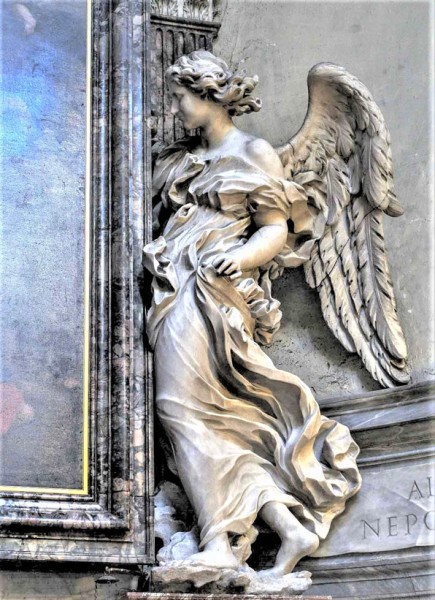 Basilica of Santa Maria del Popolo, angel supporting a painting – right transept (Antonio Raggi)