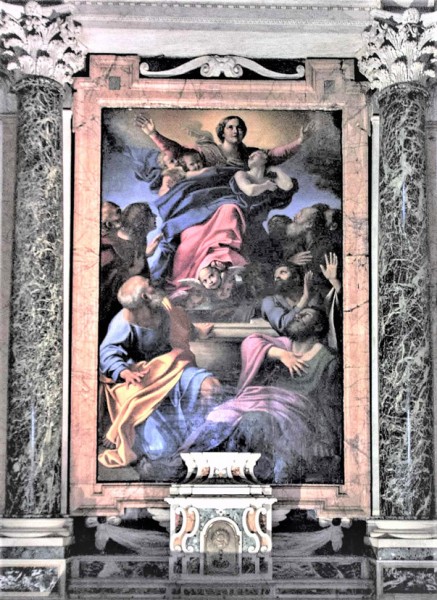 Kościół Santa Maria del Popolo, kaplica Cerasi, obraz środkowy - Cudowne Wniebowzięcie Marii, Annibale Carracci