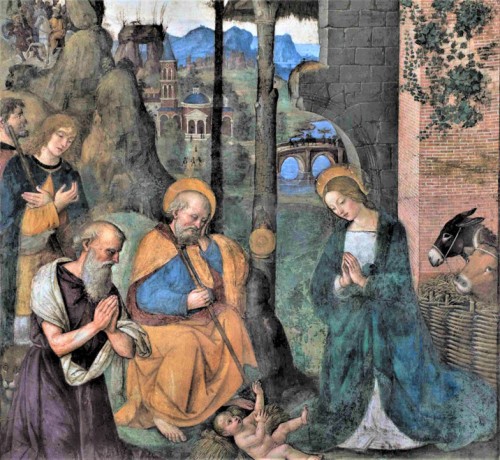 Kościół Santa Maria del Popolo, kaplica della Rovere, Adoracja Dzieciątka Jezus, Pinturicchio, fragment